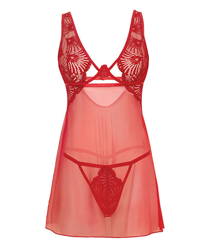 Tiana Lace Babydoll w/Side Slits & Strap Details