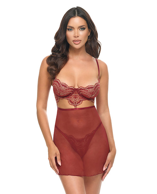 Arielle Unlined Underwire Lace Babydoll w/G-String - L/XL