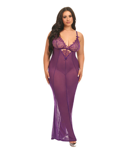 Katana Mesh & Eyelash Lace Gown