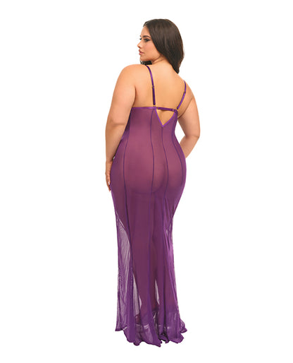 Katana Mesh & Eyelash Lace Gown