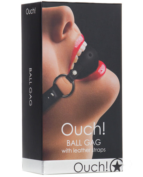 Shots Ouch Ball Gag w/Leather Straps