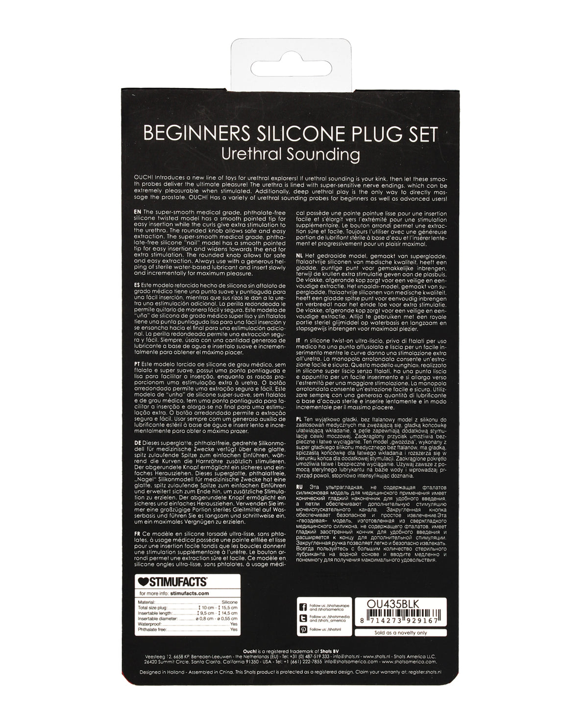 Shots Ouch Urethral Sounding Beginner's Silicone Plug Set