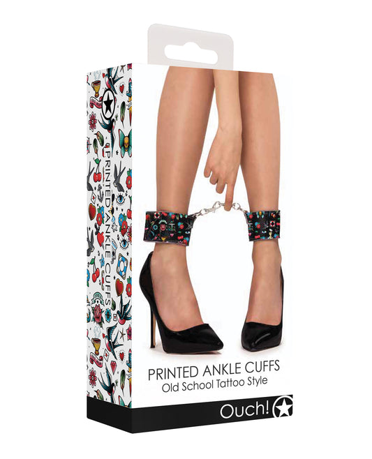 Shots Ouch Old School Tattoo Style Printed Ankle Cuffs