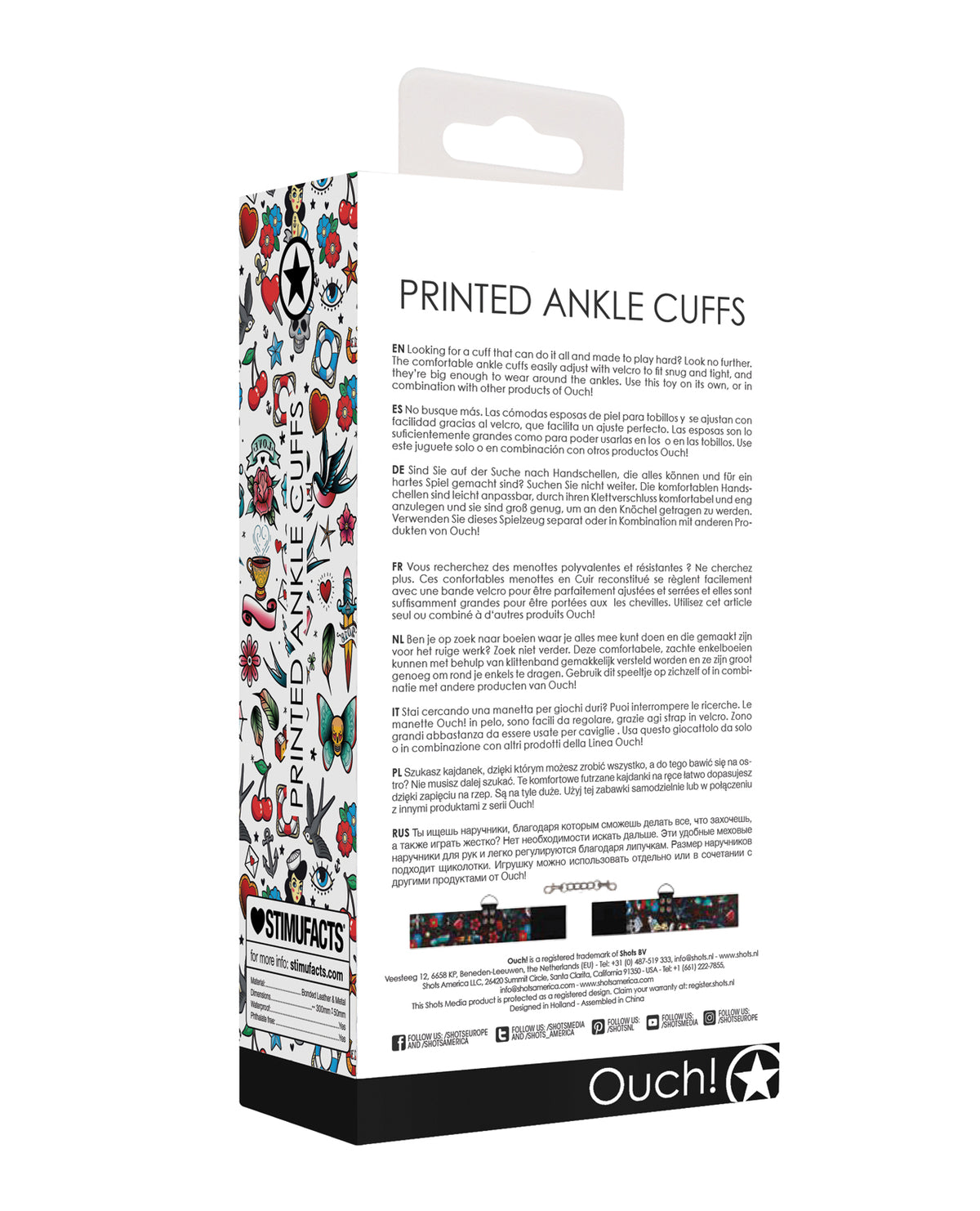Shots Ouch Old School Tattoo Style Printed Ankle Cuffs