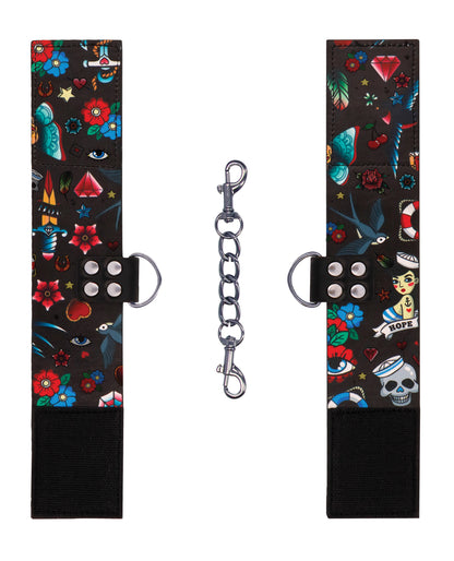 Shots Ouch Old School Tattoo Style Printed Ankle Cuffs