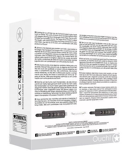 Shots Ouch Black & White Bonded Leather Hand/Ankle Cuffs