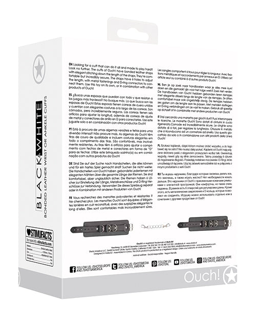 Shots Ouch Black & White Bonded Leather Hand/Ankle Cuffs