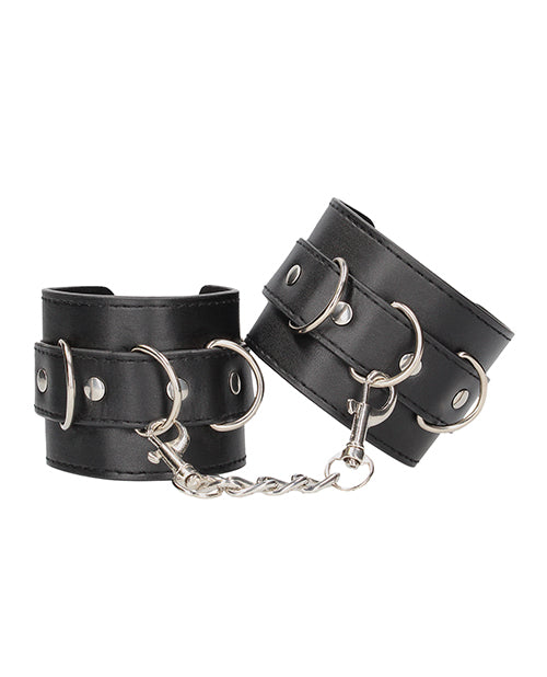 Shots Ouch Black & White Bonded Leather Hand/Ankle Cuffs