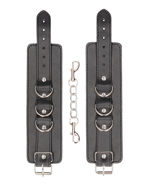 Shots Ouch Black & White Bonded Leather Hand/Ankle Cuffs