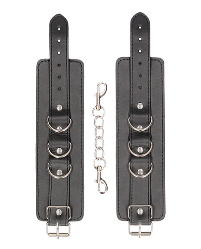 Shots Ouch Black & White Bonded Leather Hand/Ankle Cuffs
