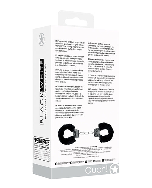Shots Ouch Black & White Velcro Hand/Ankle Cuffs