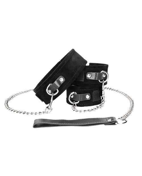 Shots Ouch Black & White Velcro Collar w/Leash & Hand Cuffs