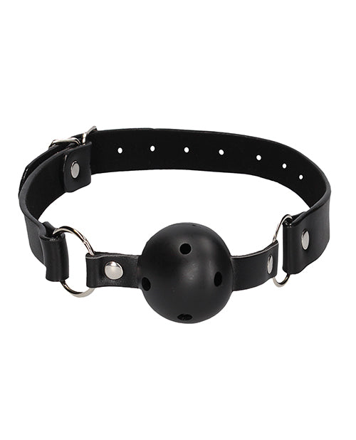 Shots Ouch Black & White Breathable Ball Gag w/Nipple Clamps