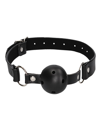 Shots Ouch Black & White Breathable Ball Gag w/Nipple Clamps