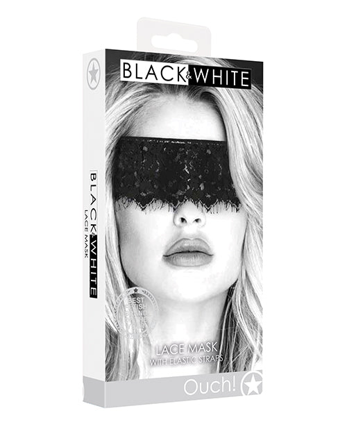 Shots Ouch Black & White Lace Mask w/Elastic Straps