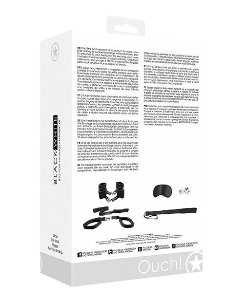Shots Ouch Black & White Bed Post Bindings Restraint Kit