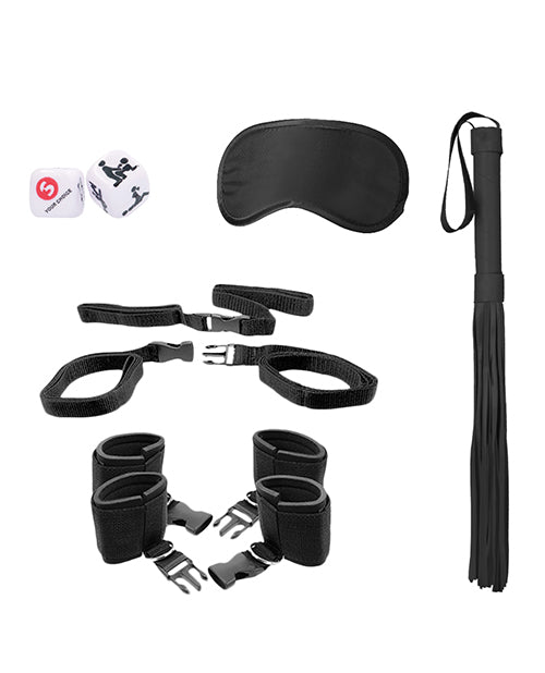 Shots Ouch Black & White Bed Post Bindings Restraint Kit