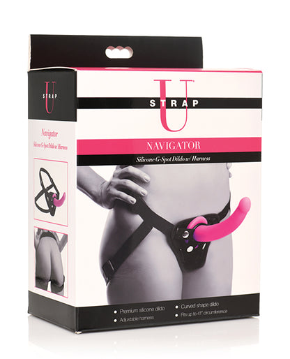Strap U Navigator Silicone G Spot Dildo W-harness