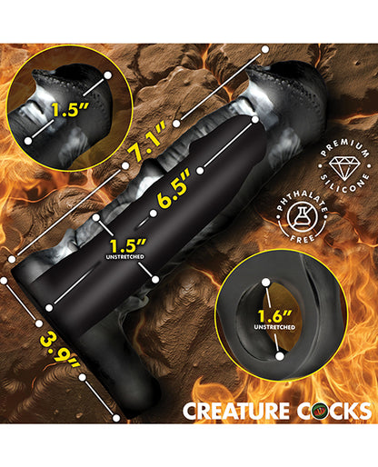Creature Cocks Stallion 1.5" Silicone Penis Extension - Black/Silver - Extra Large