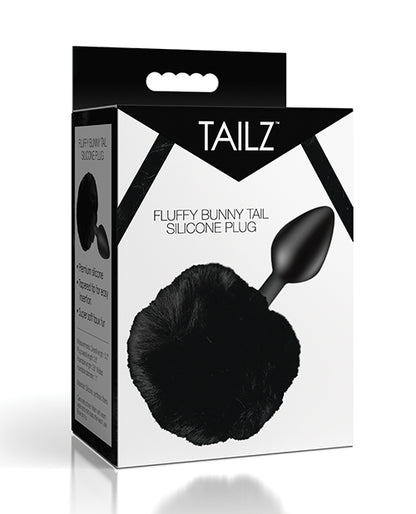 Tailz Fluffy Bunny Tail Silicone Plug - Black