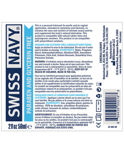 Swiss Navy Paraben & Glycerin Free Lubricant - 2 Oz