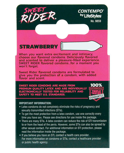 Lifestyles Sweet Rider Condoms - Strawberry Pack Of 3