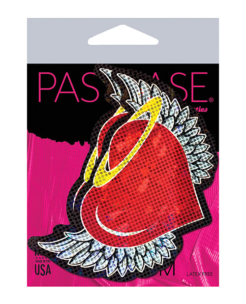 Pastease Angel Glitter Heart W-wings & Halo - Red O-s