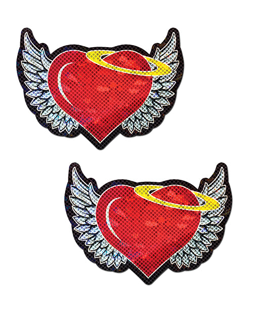Pastease Angel Glitter Heart W-wings & Halo - Red O-s