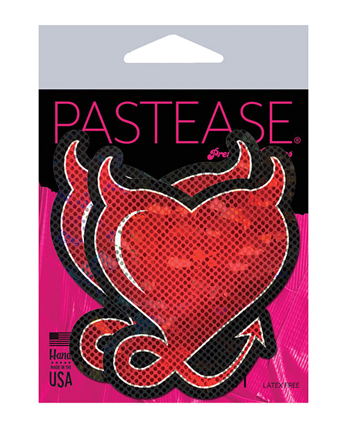 Pastease Devil Glitter Hearts W-horns & Tail - Red O-s