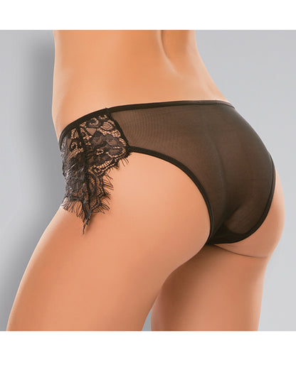 Adore Lavish & Lace Crotchless Panty Black O-s