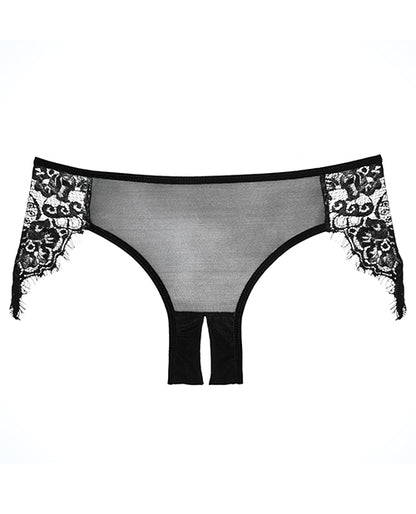 Adore Lavish & Lace Crotchless Panty Black O-s