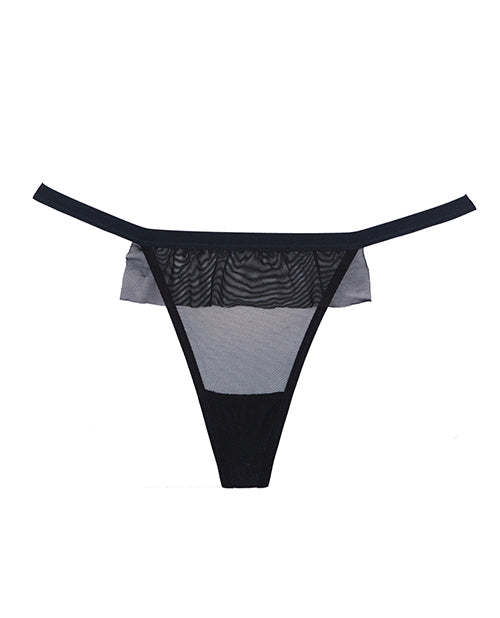 Adore Black Tie Mesh Front W-flounce Open Bow Back Panty Black O-s