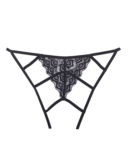 Adore Luv Web Strappy Open Front Panty Black O-s