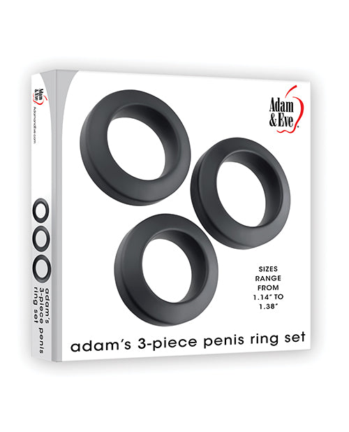 Adam & Eve Adam's 3 Pc Penis Ring Set - Black