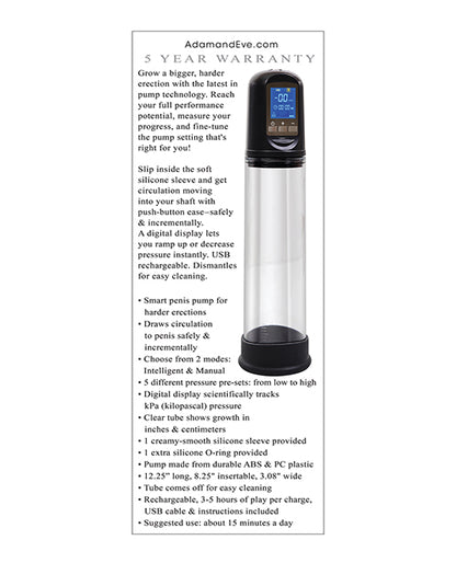 Adam & Eve Adam's Rechargeable Penis Pump - Black