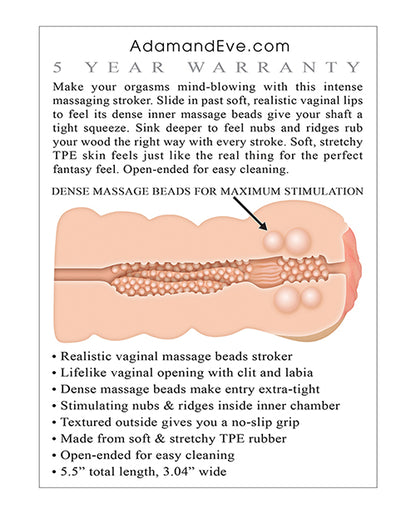 Adam & Eve Adam's Tight Stroker W-massage Beads - Ivory