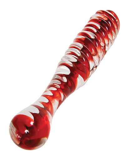 Adam & Eve Eve's Sweetheart Swirl Glass Dildo - Clear-red