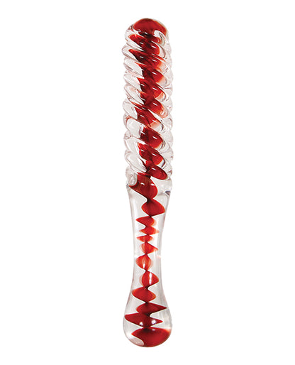 Adam & Eve Eve's Sweetheart Swirl Glass Dildo - Clear-red