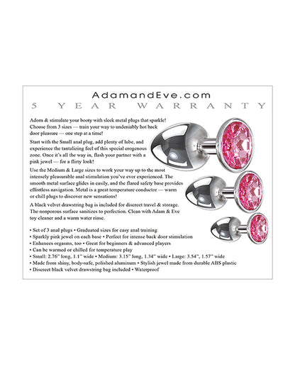 Adam & Eve Pink Heart Gem Anal Plug Set