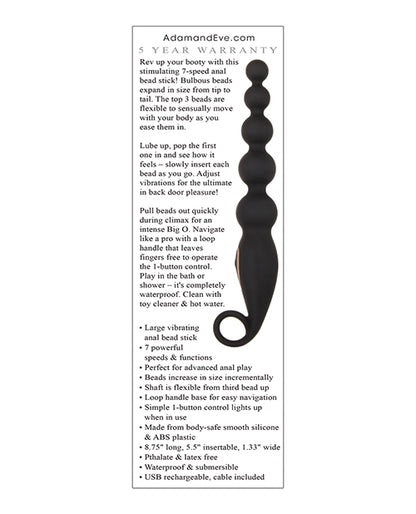 Adam & Eve Vibrating Anal Bead Stick - Black