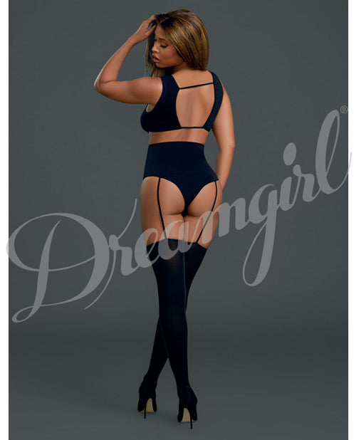 Cross Vest Teddy Bodystocking Black O-s