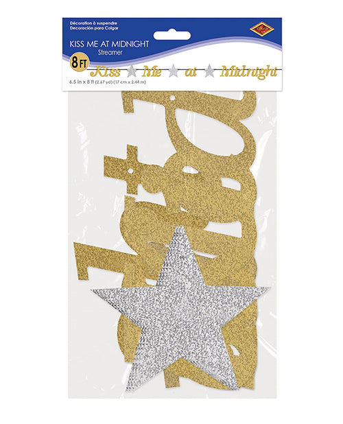 New Year's Kiss Me At Midnight Streamer - Gold-silver
