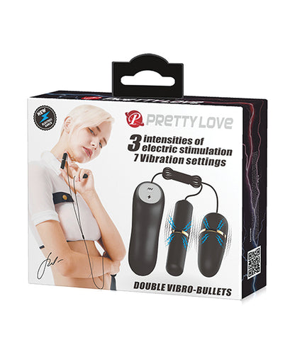 Pretty Love Double Vibro Bullets W-electrostim - Black