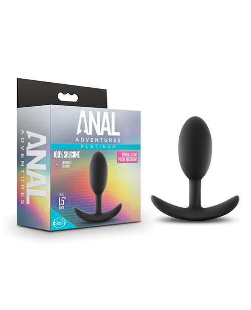Blush Anal Adventures Platinum Silicone Vibra Slim Plug - Black
