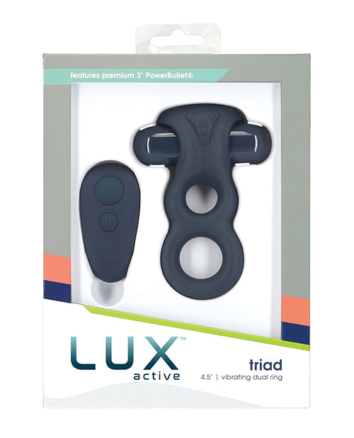 Lux Active Triad 4.5" Vibrating Dual Ring W-remote - Dark Blue