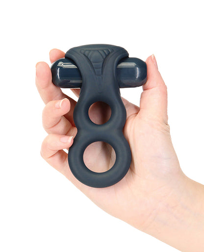 Lux Active Triad 4.5" Vibrating Dual Ring W-remote - Dark Blue
