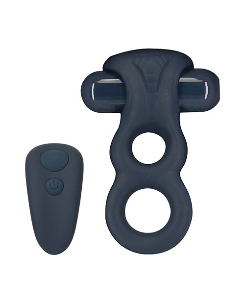Lux Active Triad 4.5" Vibrating Dual Ring W-remote - Dark Blue