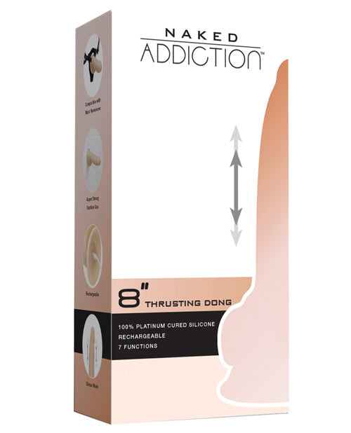 Naked Addiction 9" Thrusting Dong W-remote - Flesh