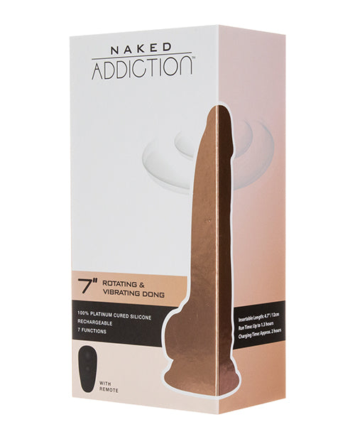 Naked Addiction 7" Rotating & Vibrating Dong W-remote - Flesh