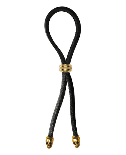 Bolo Cock Ring Leather Lasso Bead Slider W/skull Tips